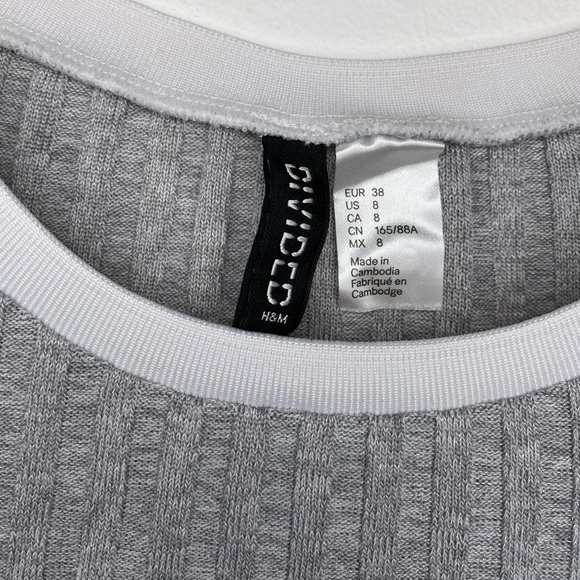 GREY T SHIRT BODYCON DRESS RIBBED H&M - Picture 3 of 4